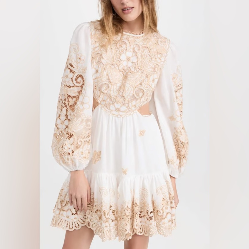 ZIMMERMANN Jeannie Embroidered Yoke Mini Dress Size 1 (US 4/6) New!!